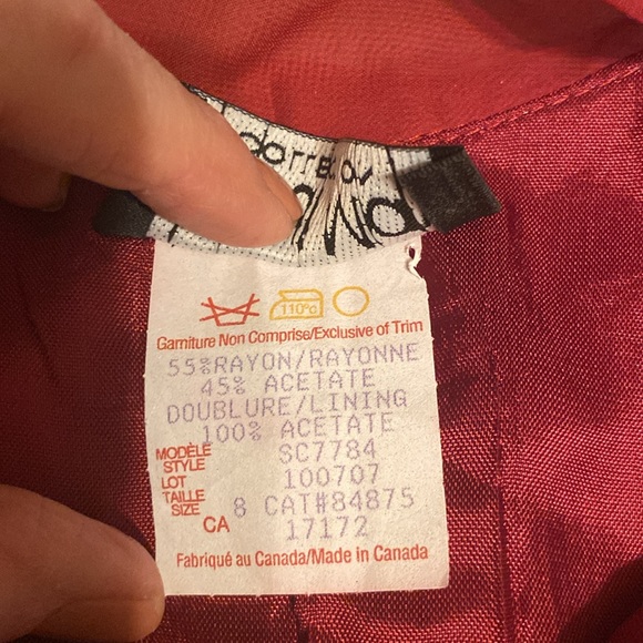 Classic short dress with sheer accent at neckline. Length from front neck 28” - Picture 5 of 5